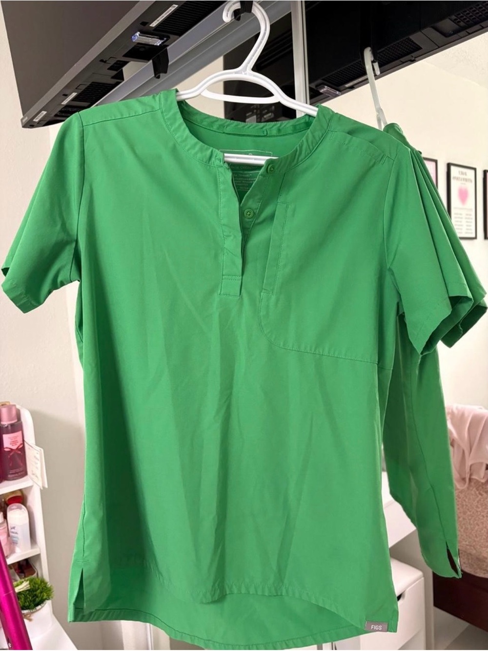 FIGS Bright Green Henley Scrub Top